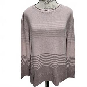 Ella Moss Women's Medium Pink Striped Crew Neck Roll Neck Sweater NWOT